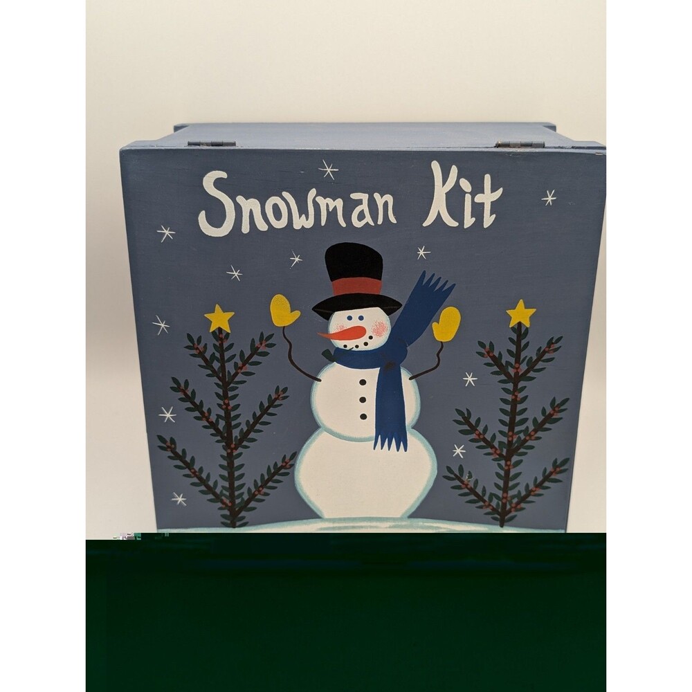 Snowman Kit Just Add Snow Wooden Box Gag Gift Fake Empty Box Novelty Winter Star